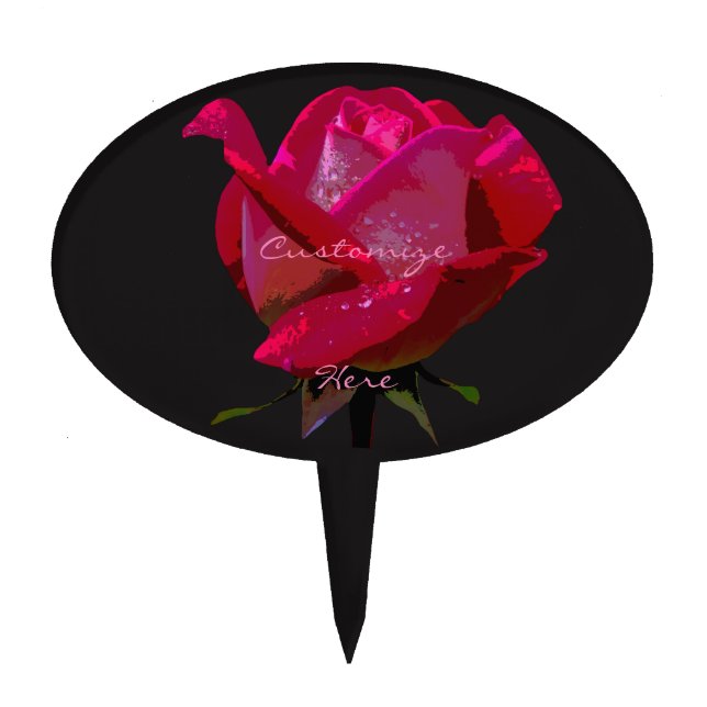 single red rose Thunder_Cove Cake Topper (Front)