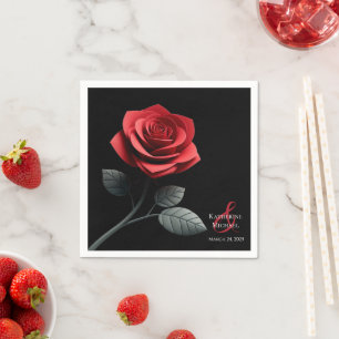 Single Red Rose-Wedding- Napkins