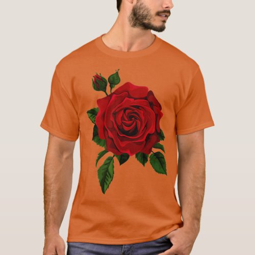Single Red Roses Flower of Cute Red Roses Flower G T_Shirt