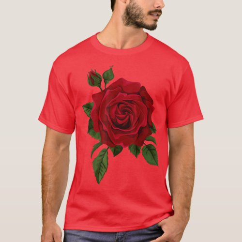 Single Red Roses Flower of Cute Red Roses Flower G T_Shirt