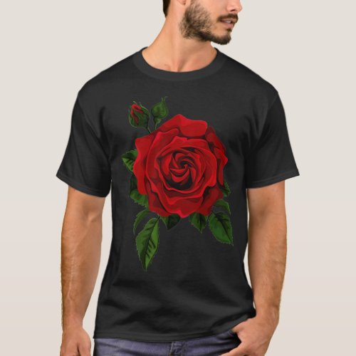 Single Red Roses Flower of Cute Red Roses Flower G T_Shirt