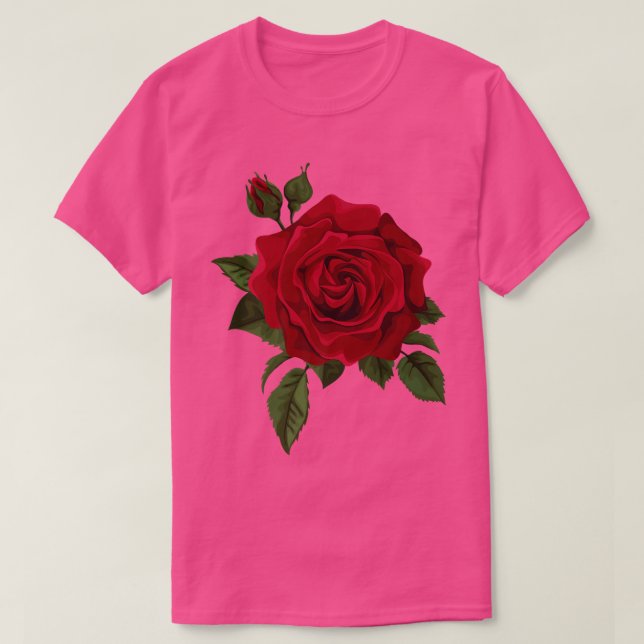 Single Red Roses Flower of Cute Red Roses Flower G T-Shirt (Design Front)