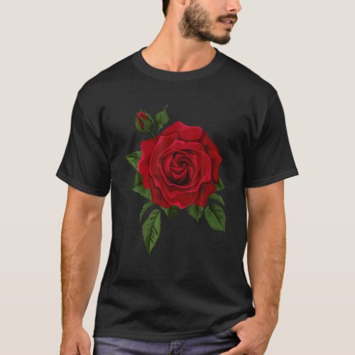 Single Red Roses Flower Of Cute Red Roses Flower G T_Shirt