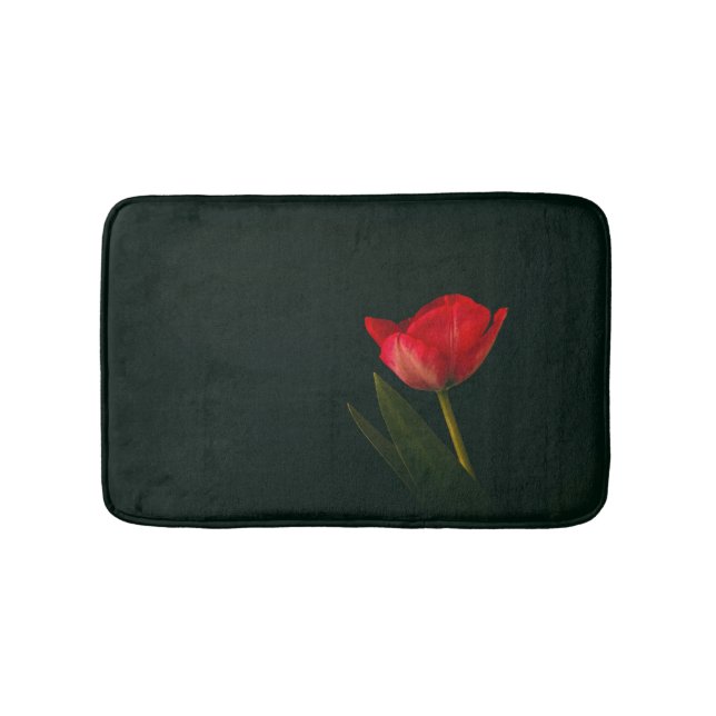 Single Red Tulip Bath Mat (Front)