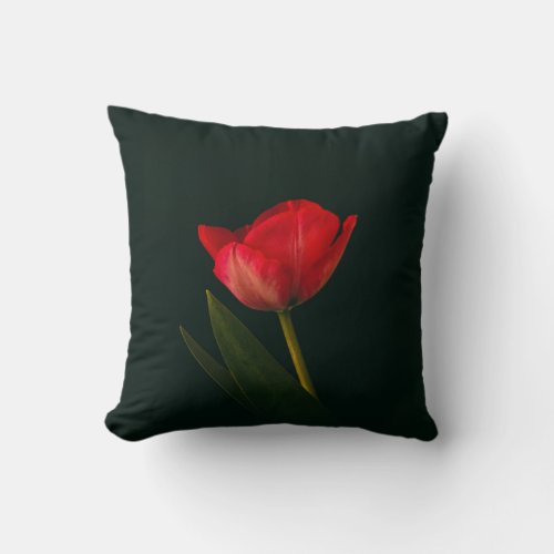 Single Red Tulip Throw Pillow