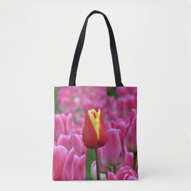 Single red tulip tote bag (Front)