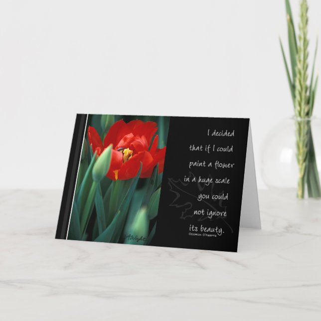 Single Red Tulip with Quote Card (Front)