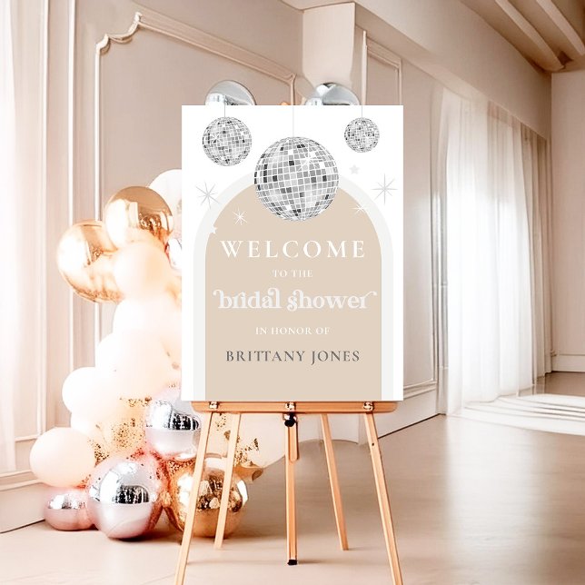 Single Retro Disco Ball Bridal Shower Welcome Sign (Creator Uploaded)