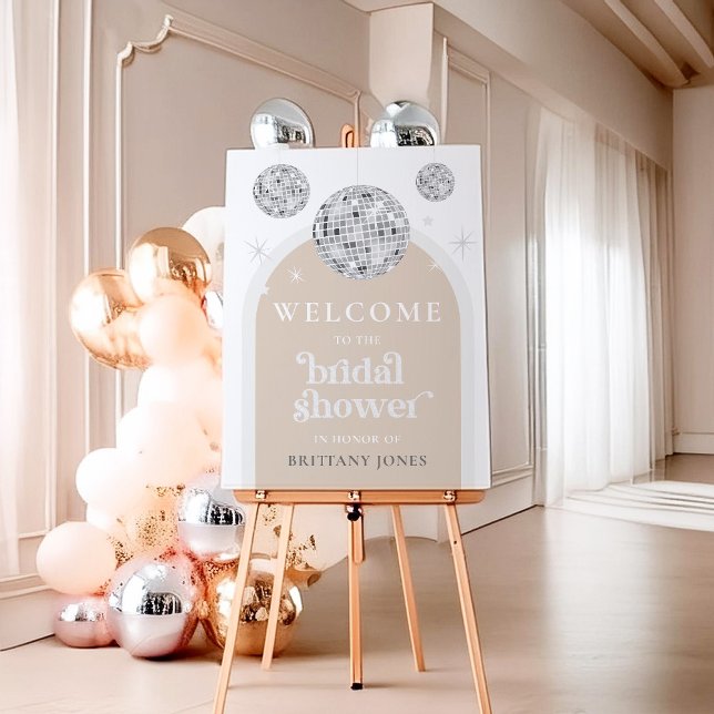 Single Retro Disco Ball Bridal Shower Welcome Sign (Creator Uploaded)