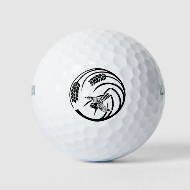 Single rice stalk circle with sparrow golf balls (Front)
