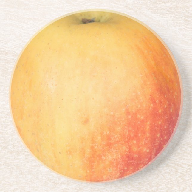 Single ripe apple sandstone coaster (Front)