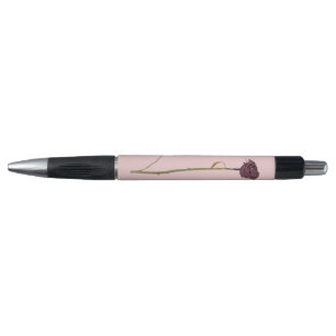 Single Rose Black Ink Ball Point Pen