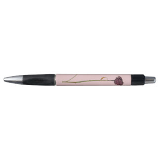 Single Rose Black Ink Ball Point Pen
