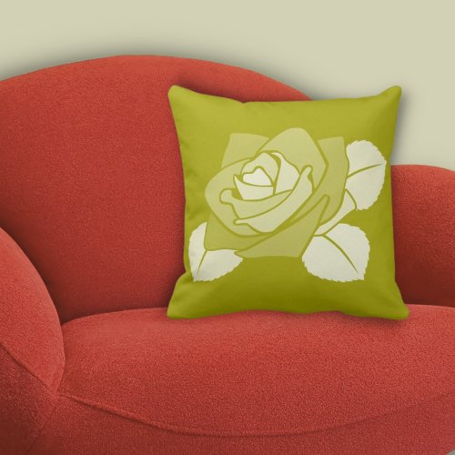 Single Rose Citron_Yellow Floral Pattern Throw Pillow