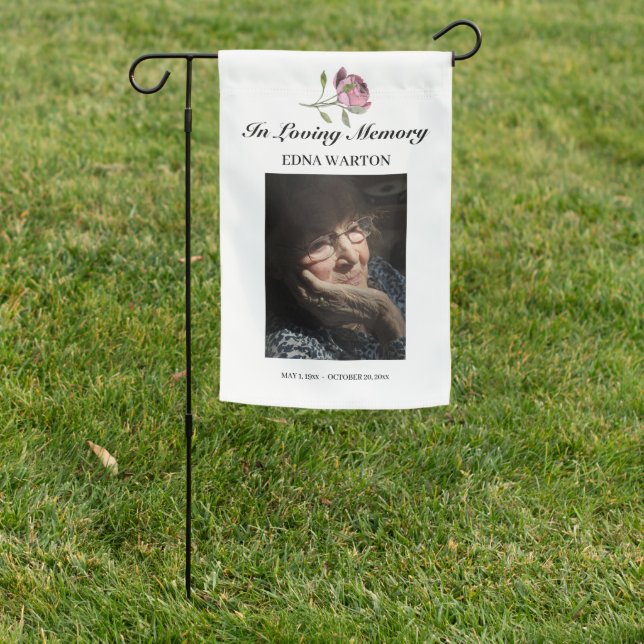 Single Rose, Grave Site Tribute Memorial Garden Flag (In SItu)