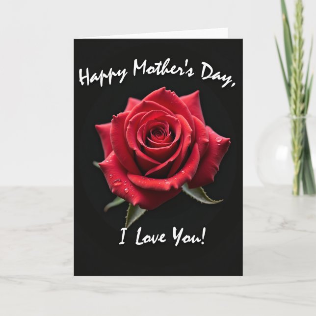 Single Rose Mothers Day Card (Front)