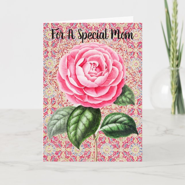 Single Rose Pattern Mother's Day Card (Front)