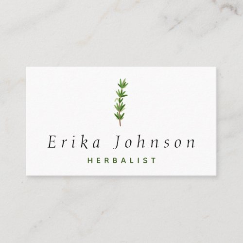Single Rosemary Branch Herbal Medicine Consultant Business Card