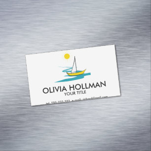 Single sailboat business card magnet