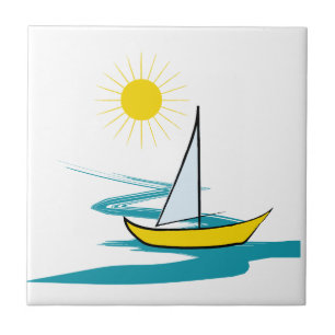 Single sailboat ceramic tile