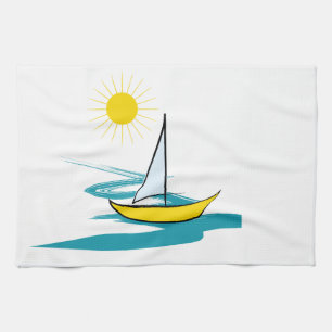 Single sailboat kitchen towel