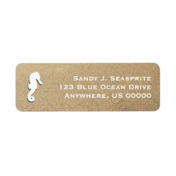 Single Sea Horse Beach Sand Return Address Label by holiday_store at Zazzle