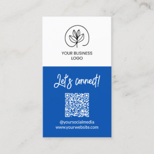 Single Sided Blue Let's Connect QR Code Business Card