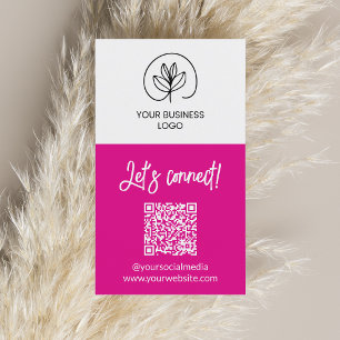 Single Sided Fuchsia Let's Connect QR Code Business Card
