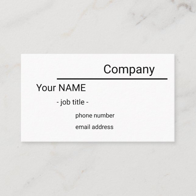 single sided simple white business card (Front)