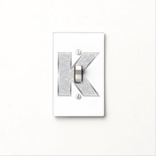Single Silver Glitter letter K Light Switch Cover