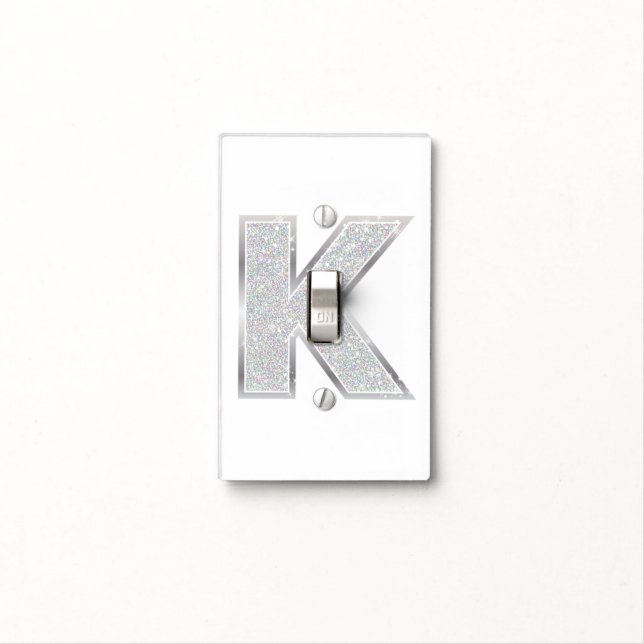 Single Silver Glitter letter K Light Switch Cover (In Situ)