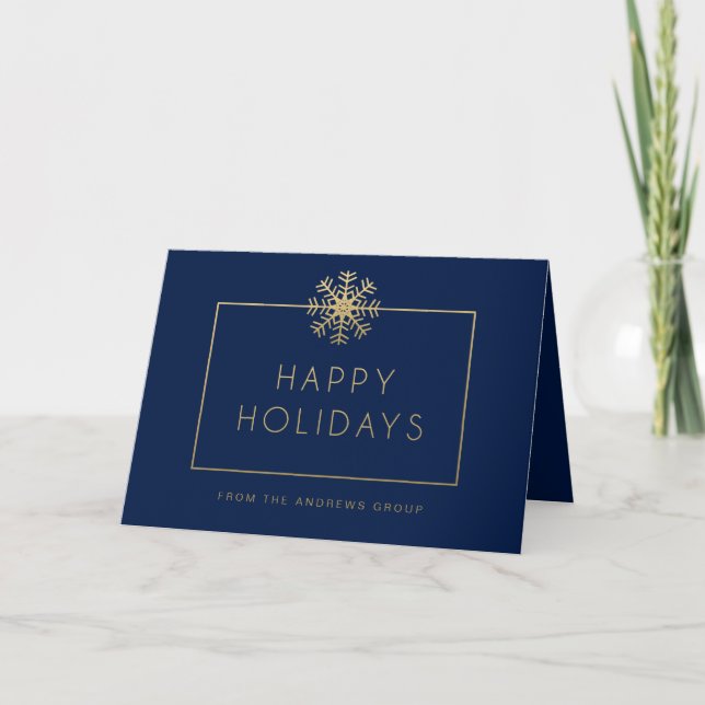 Single Snowflake Busines Holiday Greeting Card (Front)