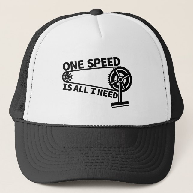Single Speed Fixed Gear Bike Trucker Hat (Front)