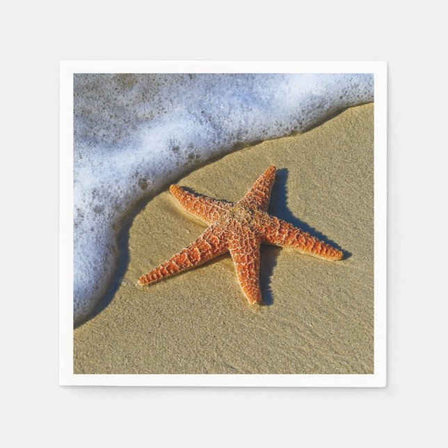 Single Starfish on Beach Paper Napkins (Front)
