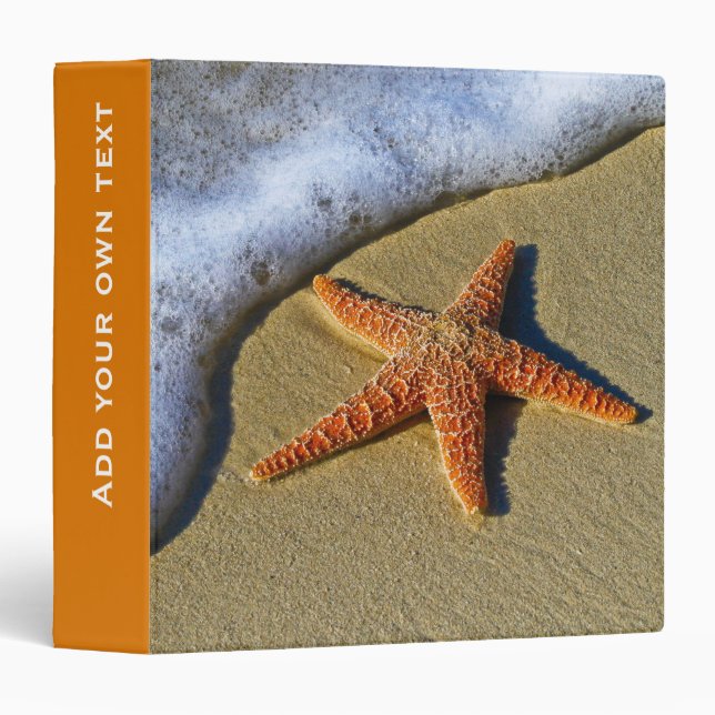 Single Starfish on Beach Personalised 3 Ring Binder (Front/Spine)