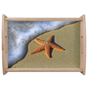 Single Starfish on Beach Serving Tray