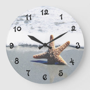 Single Starfish Washed Ashore Large Clock