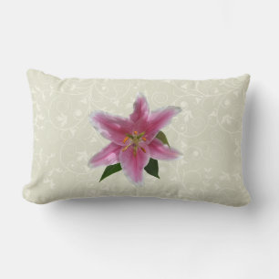 Single Stargazer Lily Lumbar Pillow