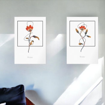 Single Stem Flowers With Abstract Detail Wall Art Sets by EqualToAngels at Zazzle