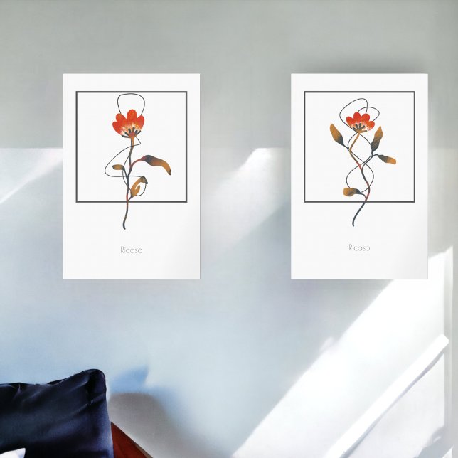 Single Stem Flowers with Abstract Detail Wall Art Sets (Single Stem Flowers with Abstract Detail Wall Art Sets from Ricaso)