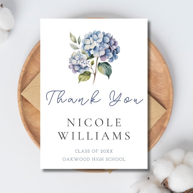 Single Stem Hydrangea Grad Thank You Card (Creator Uploaded)