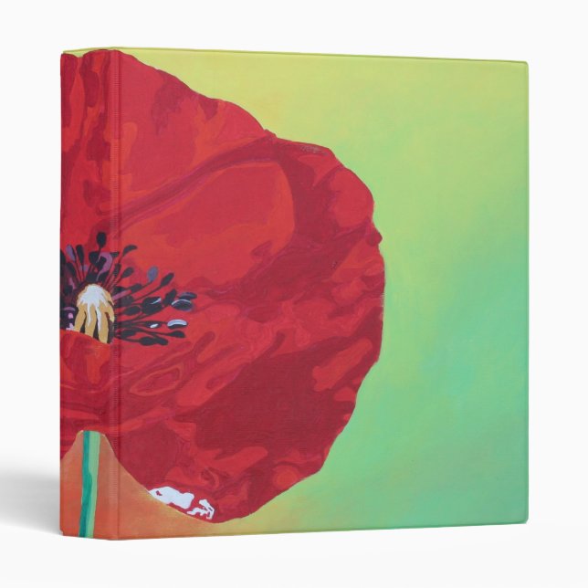 Single Stem Poppy On Red Green And Orange Backgrou Binder (Front/Spine)