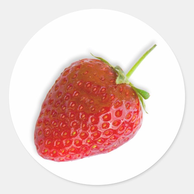 Single strawberry classic round sticker (Front)
