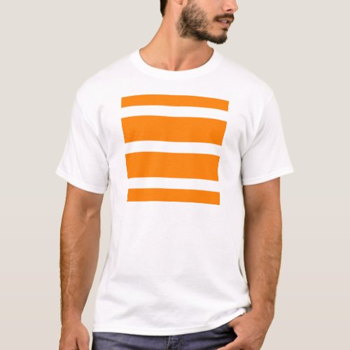 Single Stripe _ White on Orange T_Shirt
