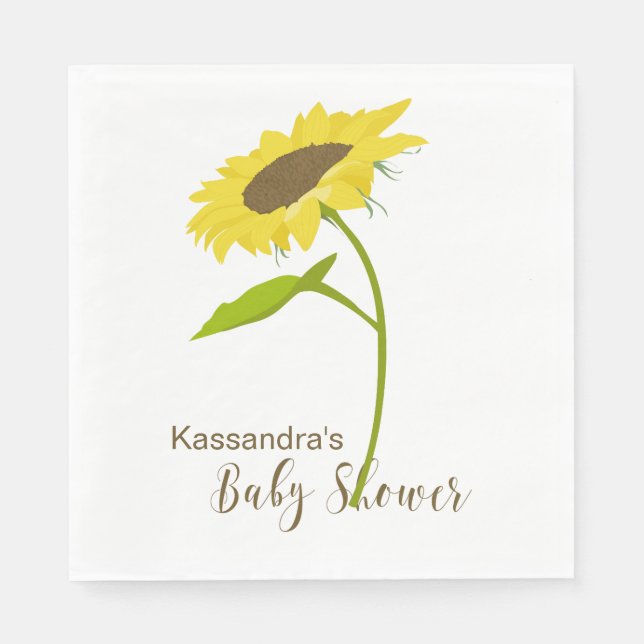 Single Sunflower Baby Shower Lunch Napkin (Front)