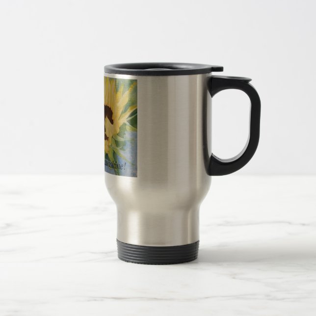 single sunflower, Good Morning Sunshine! Travel Mug (Right)