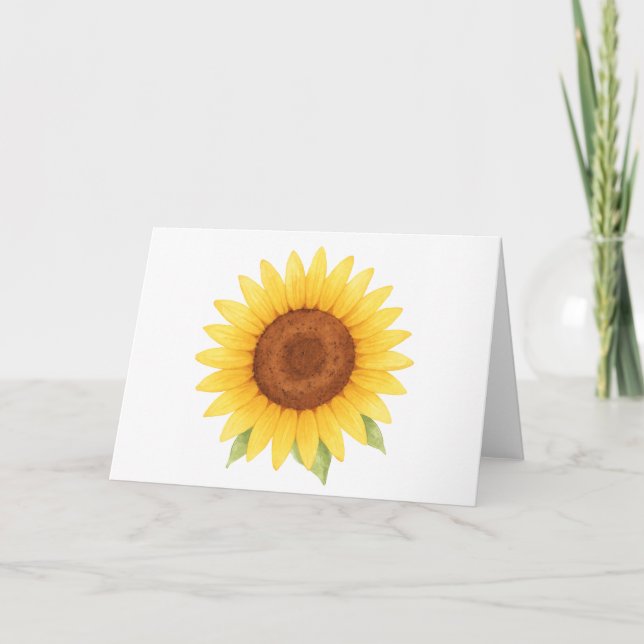 Single Sunflower Watercolor Greeting Card (Front)