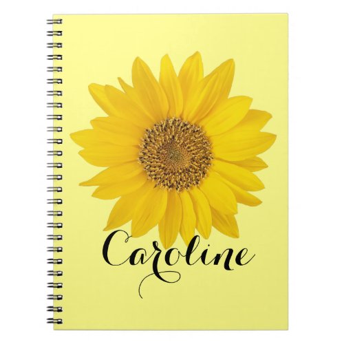 Single Sunflower with Custom Name Notebook