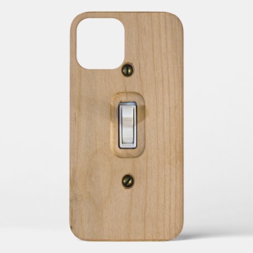 Single Switch Wooden Plate Close Up Photograph iPhone 12 Case