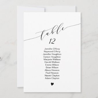 Single table wedding seating chart, elegant font invitation | Zazzle